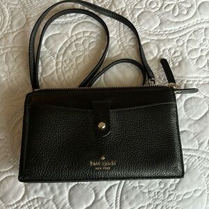 Pebble grain soft leather purse with phone compartment & card holder pockets